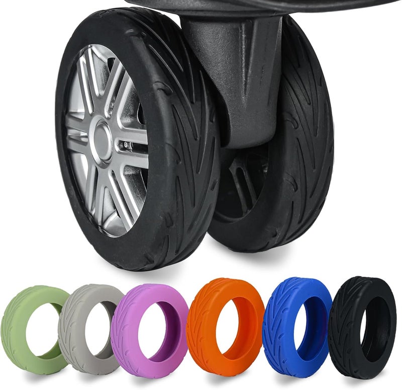 KOVNGE Upgrade Luggage Wheel Covers, 8pcs Suitcases Wheel Protector,Wear-Resistant, Anti-Noise, Silicone Protectors For 2-2.4"Luggage Spinner,Accessories for Travel（Black） - Image 1